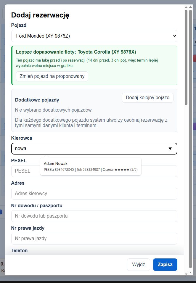 Formularz dodawania rezerwacji