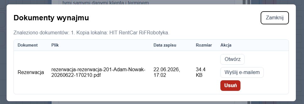Okno dokumentów wynajmu