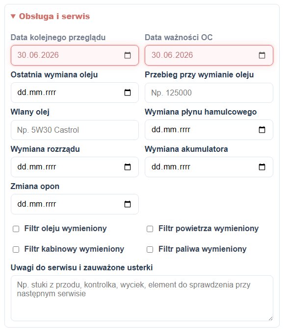 Obsługa i serwis pojazdu